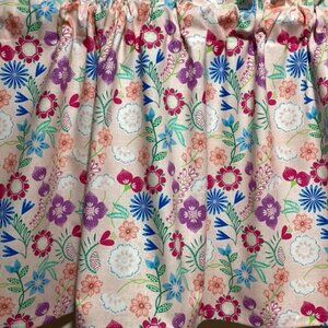 HANDMADE PINK FLORAL COTTON VALANCE, 42 X 15 INCHES